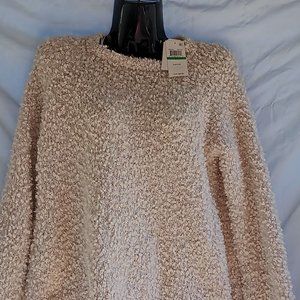 Hippie Rose Fluffy PO Sherpa Pullover Sweater in Magic Stone, Size Large